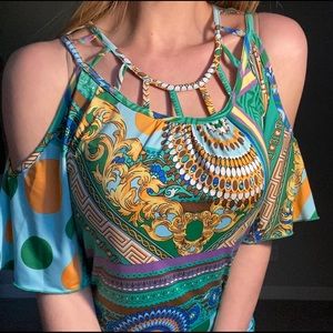 Cold Shoulder Printed Dress